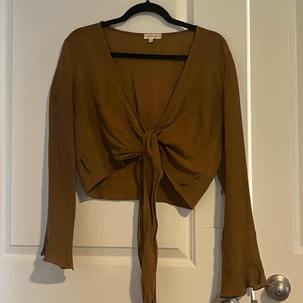 Whimsy + Row cropped wrap top in camel